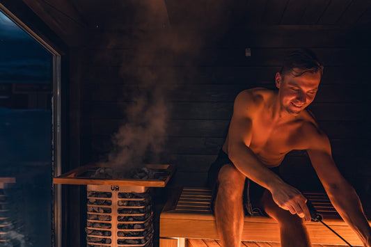 Man enjoying a relaxing time in a sauna.
